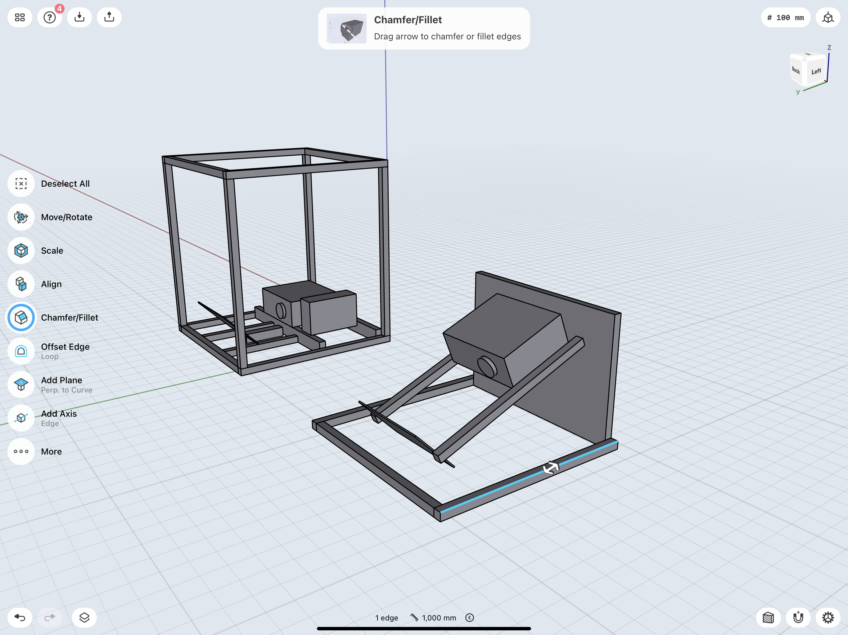 Early Nocturna table design in a 3D modeling app